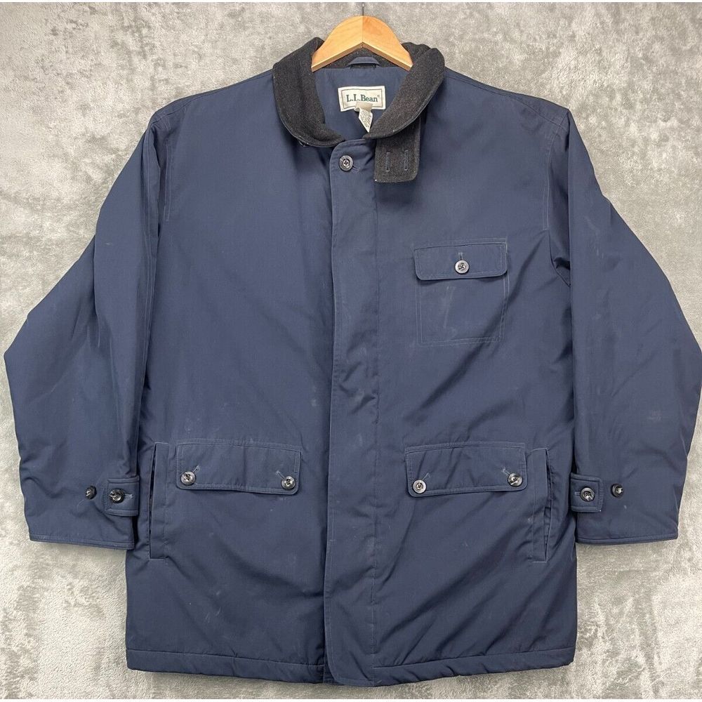 LL‎ Bean Men's Polyester Coat Jacket Blue XXL Flannel Lined
